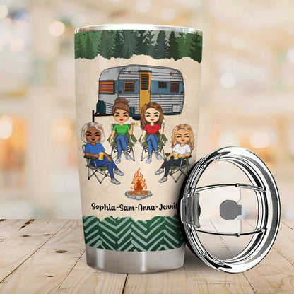Camping Green Warning The Girls Are Drinking - Personalized Custom Tumbler