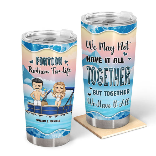 Pontoon Chibi Couple Together We Have It All - Personalized Custom Tumbler