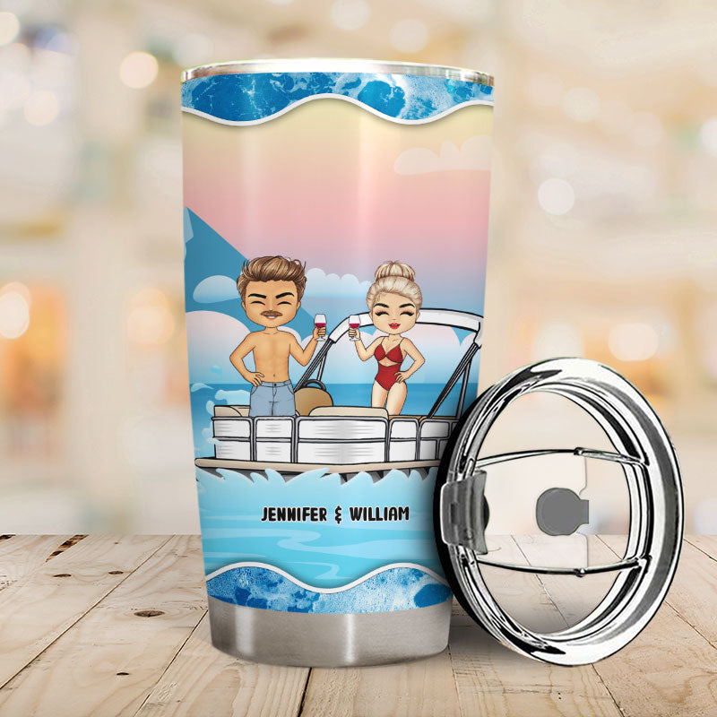 Pontoon Chibi Couple Together We Have It All - Personalized Custom Tumbler