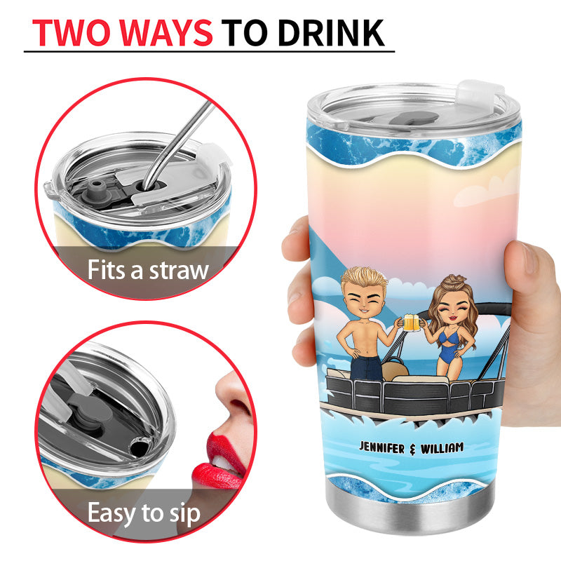 Pontoon Chibi Couple Together We Have It All - Personalized Custom Tumbler
