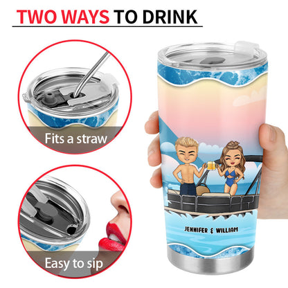 Pontoon Chibi Couple Together We Have It All - Personalized Custom Tumbler