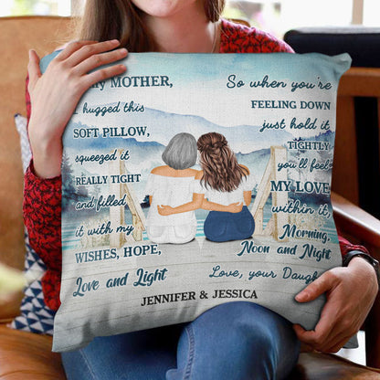 Lake Mother And Daughter Hugged This Soft Pillow - Personalized Custom Pillow