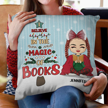 Christmas The Magic Of Books - Gift For Book Lovers - Personalized Custom Pillow