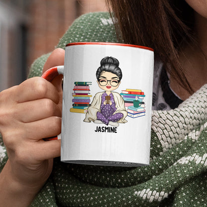 Reading Books And Pajamas - Personalized Custom Accent Mug