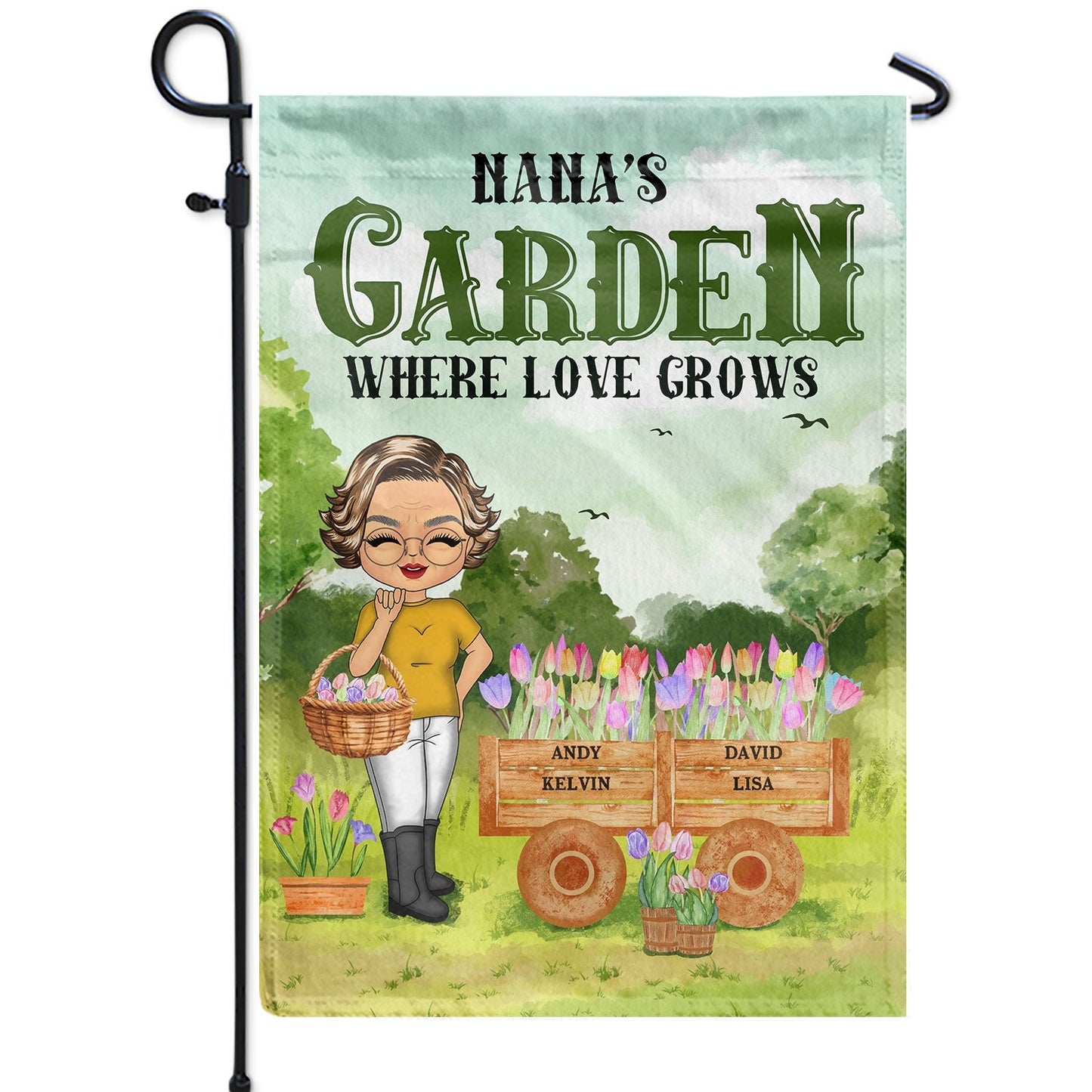 Grandma Gardening Where Love Grows - Personalized Custom Flag