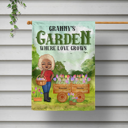 Grandma Gardening Where Love Grows - Personalized Custom Flag