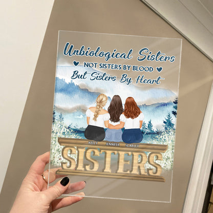 Sisters Forever Never Apart - Gift For Sisters And Best Friends - Personalized Custom Vertical Rectangle Acrylic Plaque