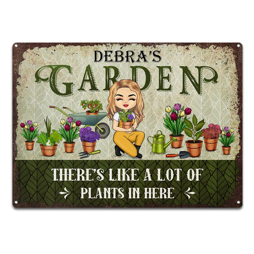 Gardening Chibi There's Like A Lot Of Plants In Here - Personalized Custom Classic Metal Signs