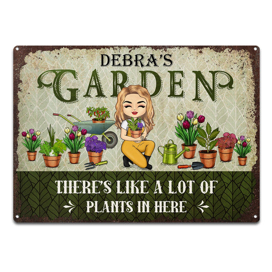 Gardening Chibi There's Like A Lot Of Plants In Here - Personalized Custom Classic Metal Signs