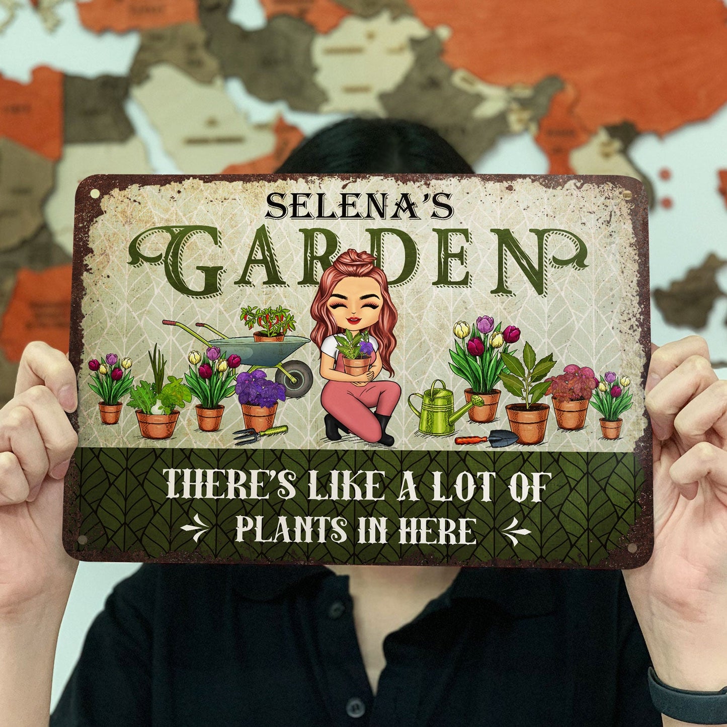 Gardening Chibi There's Like A Lot Of Plants In Here - Personalized Custom Classic Metal Signs