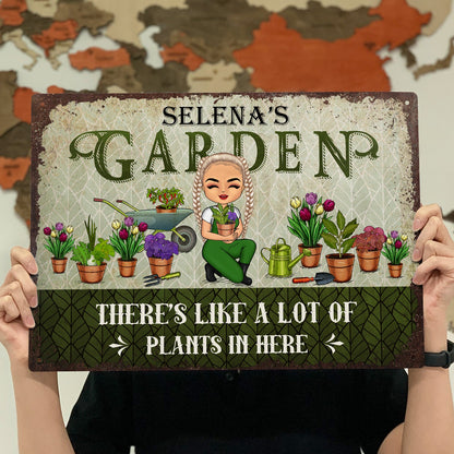 Gardening Chibi There's Like A Lot Of Plants In Here - Personalized Custom Classic Metal Signs