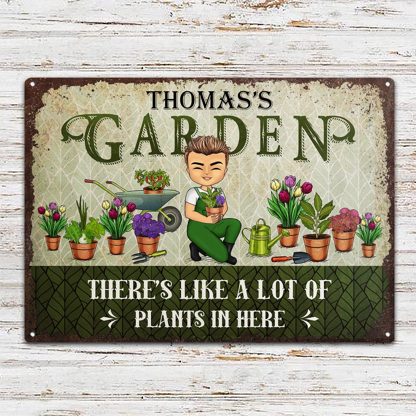 Gardening Chibi There's Like A Lot Of Plants In Here - Personalized Custom Classic Metal Signs