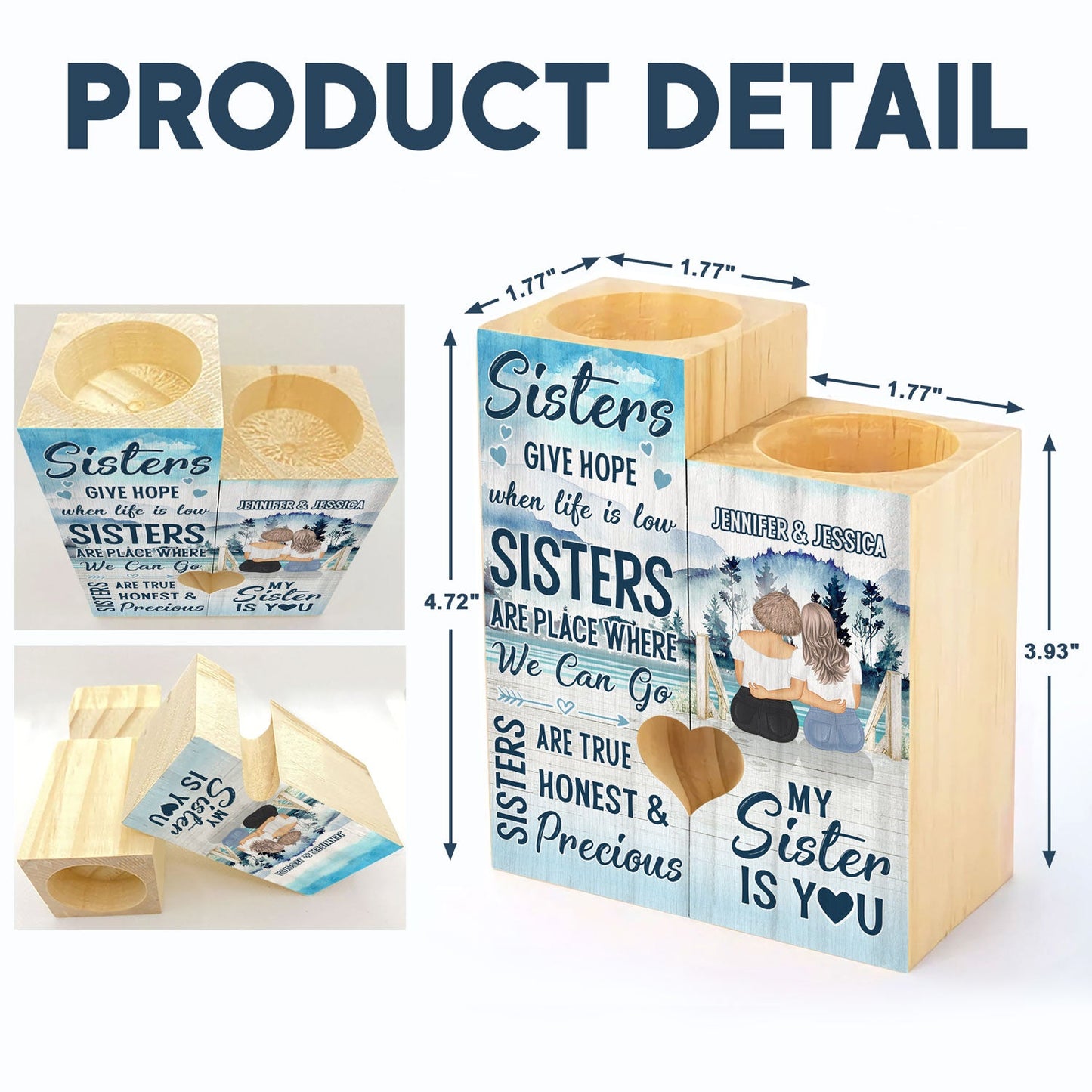 My Sister Is You - Gift For Sisters - Personalized Custom Candle Holder