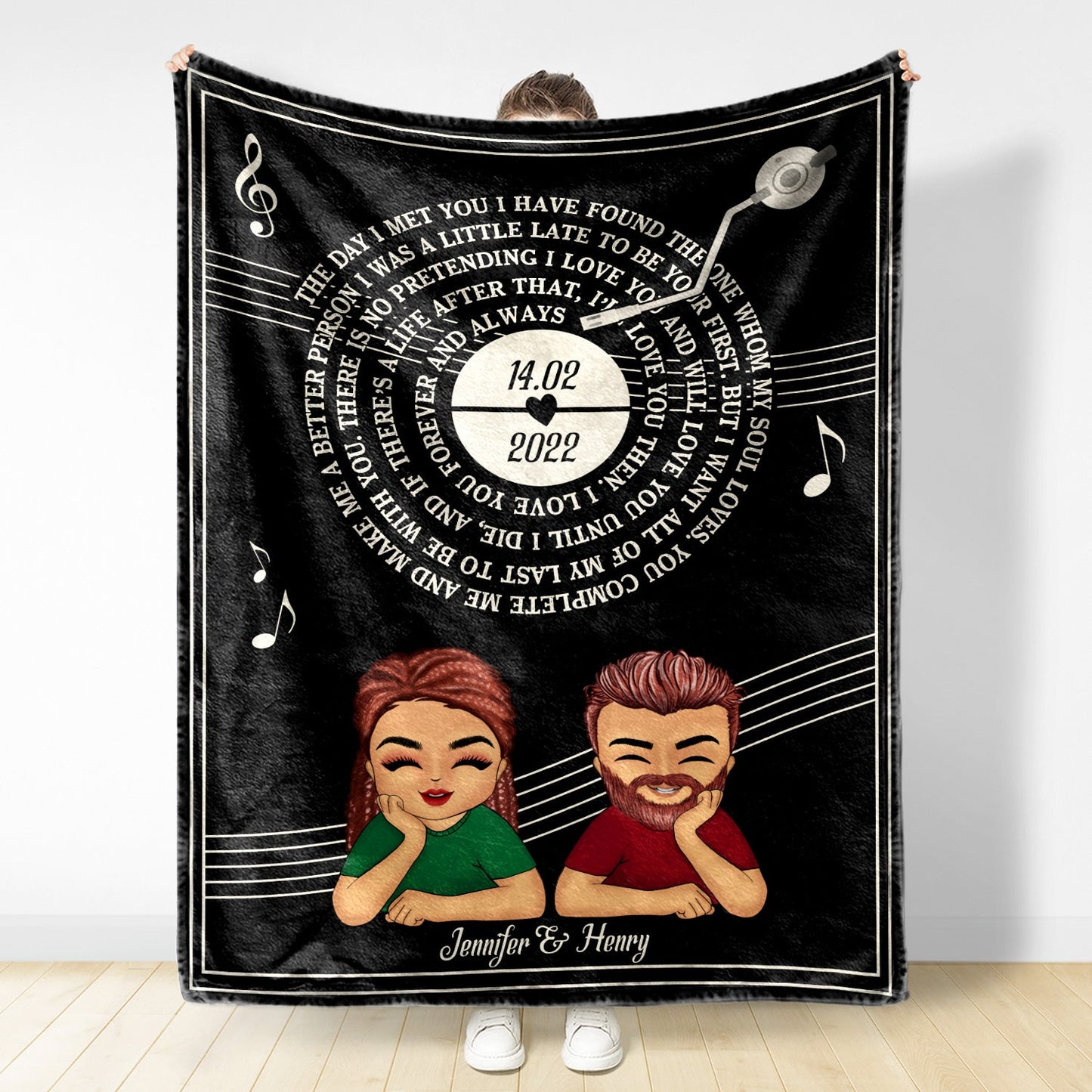 Couple Chibi The Day I Met You - Personalized Custom Fleece Blanket