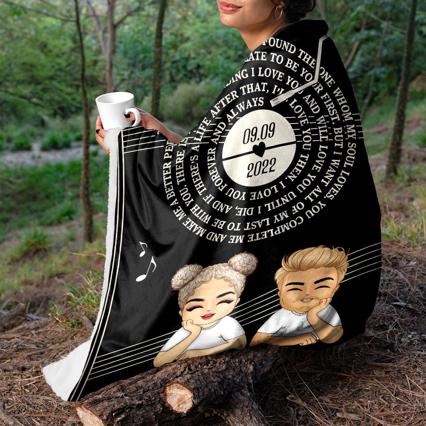 Couple Chibi The Day I Met You - Personalized Custom Fleece Blanket