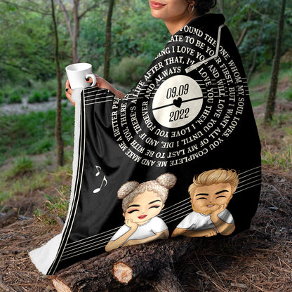 Couple Chibi The Day I Met You - Personalized Custom Fleece Blanket