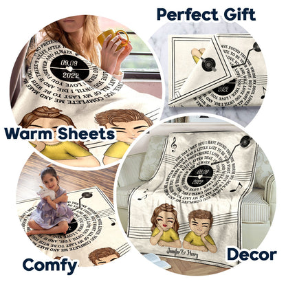 Couple Chibi The Day I Met You - Personalized Custom Fleece Blanket