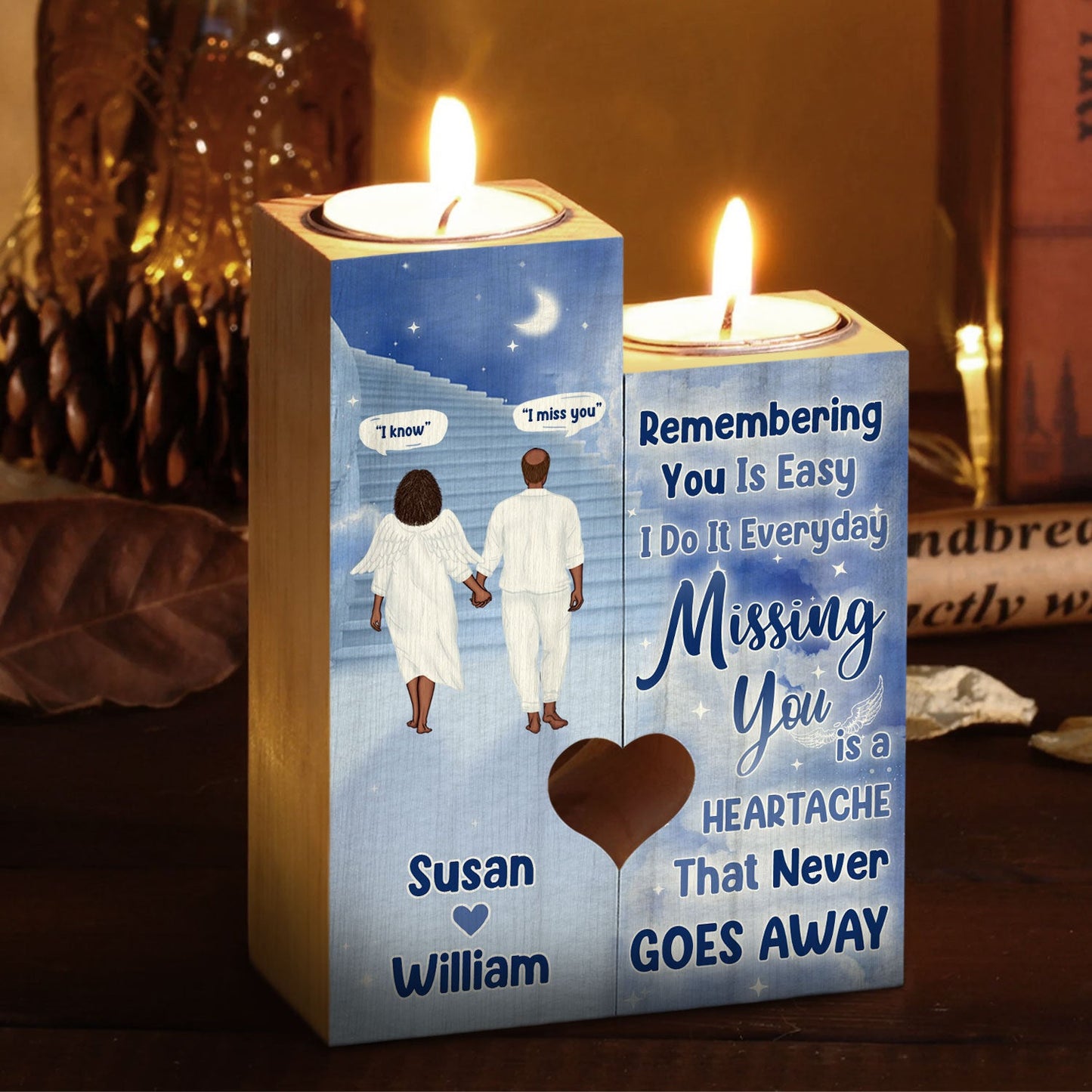 Remembering You Is Easy - Memorial Gift For Couples - Personalized Custom Candle Holder