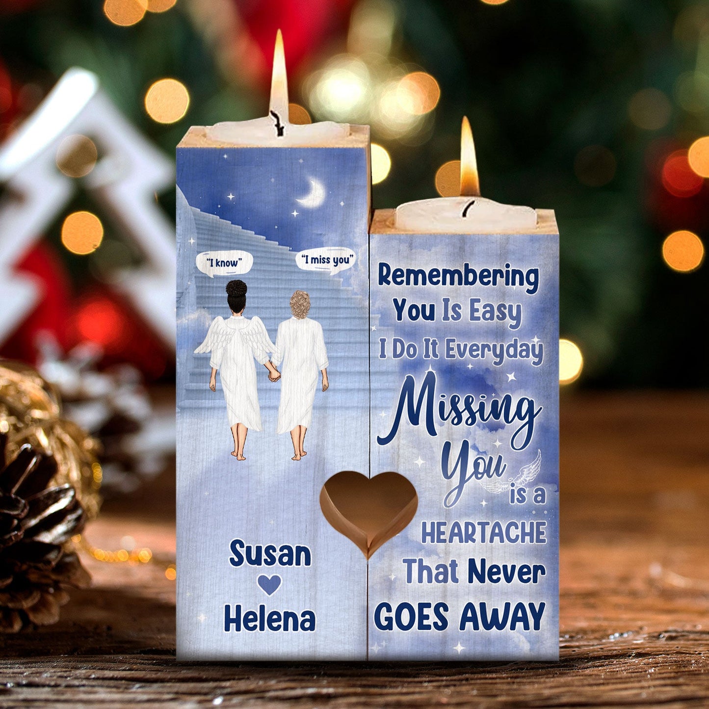 Remembering You Is Easy - Memorial Gift For Couples - Personalized Custom Candle Holder