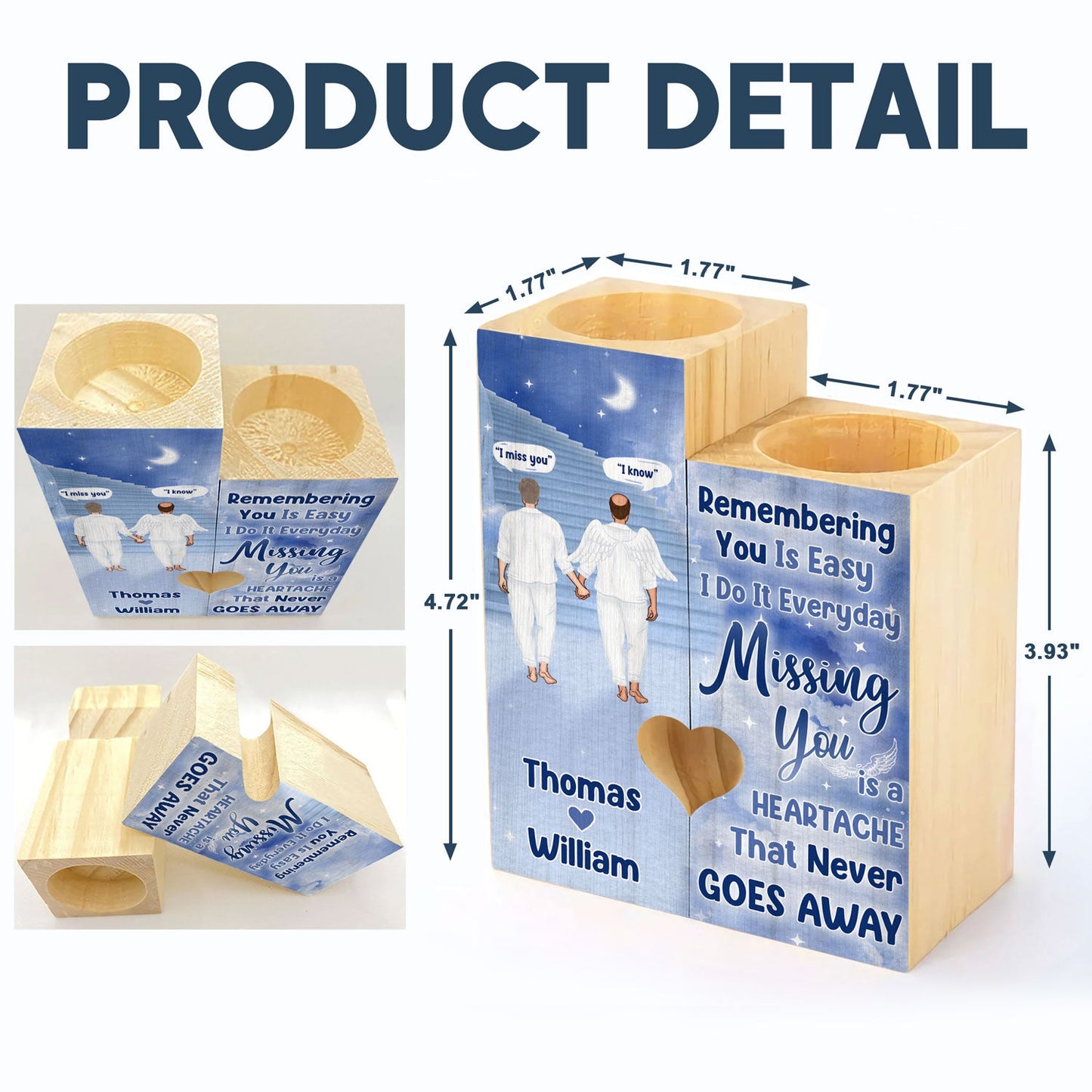 Remembering You Is Easy - Memorial Gift For Couples - Personalized Custom Candle Holder