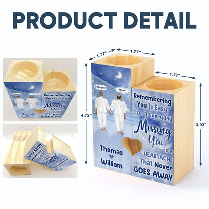 Remembering You Is Easy - Memorial Gift For Couples - Personalized Custom Candle Holder