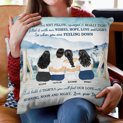 Lake Mother And Daughters Hugged This Soft Pillow - Personalized Custom Pillow