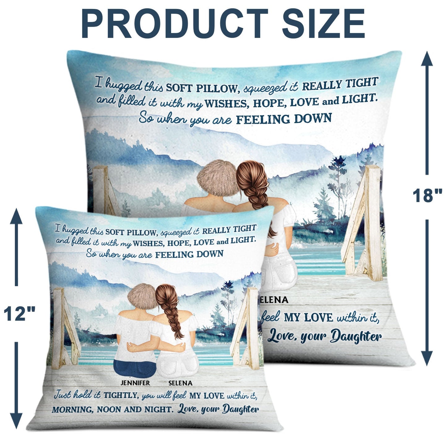 Lake Mother And Daughters Hugged This Soft Pillow - Personalized Custom Pillow