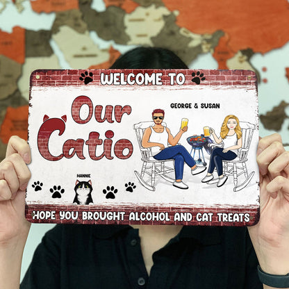 Welcome To Our Catio - Patio Decor For Cat Mom Cat Dad - Personalized Custom Classic Metal Signs