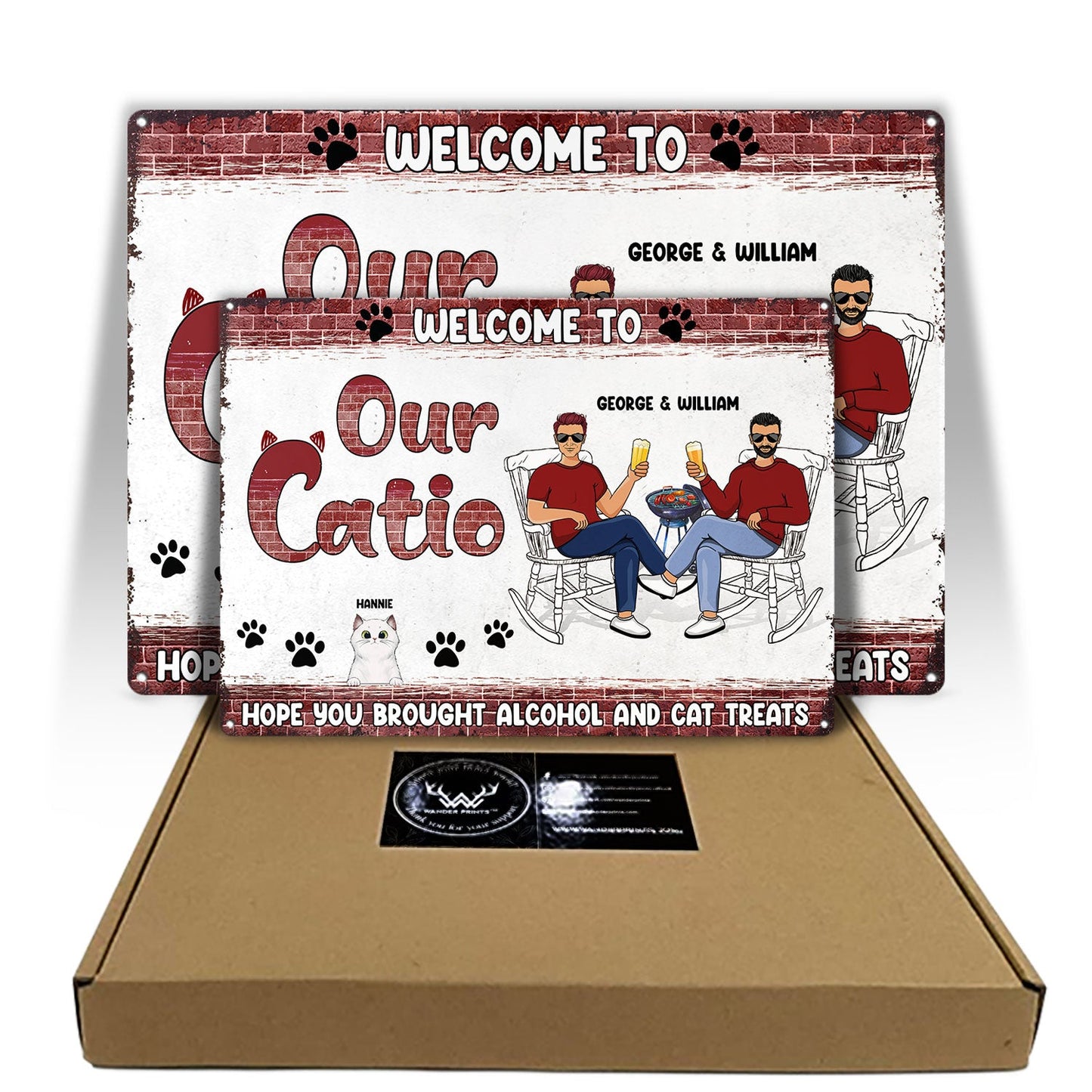 Welcome To Our Catio - Patio Decor For Cat Mom Cat Dad - Personalized Custom Classic Metal Signs