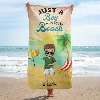 Just A Girl Boy Who Loves Beach - Gift For Beach Lovers - Personalized Custom Beach Towel