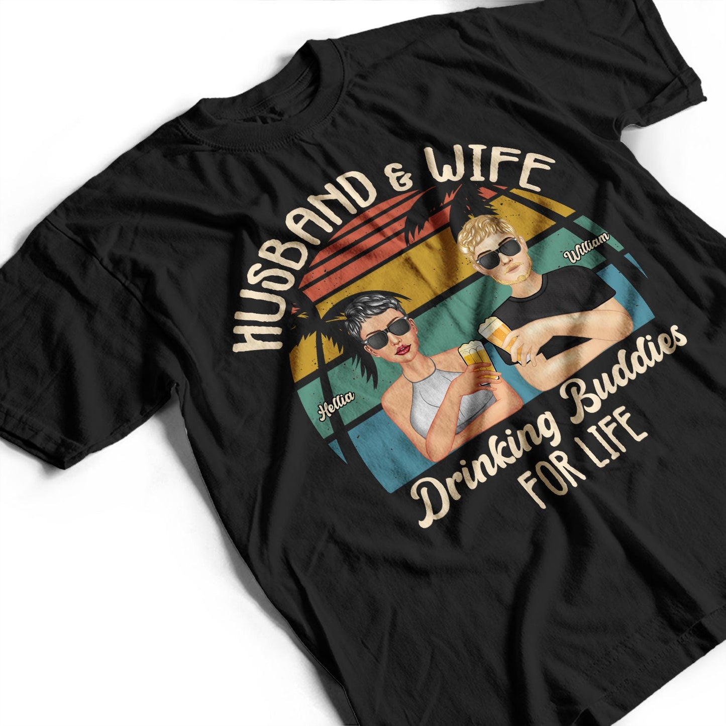Beach Couple Drinking Buddies For Life - Gift For Couples - Personalized Custom T Shirt