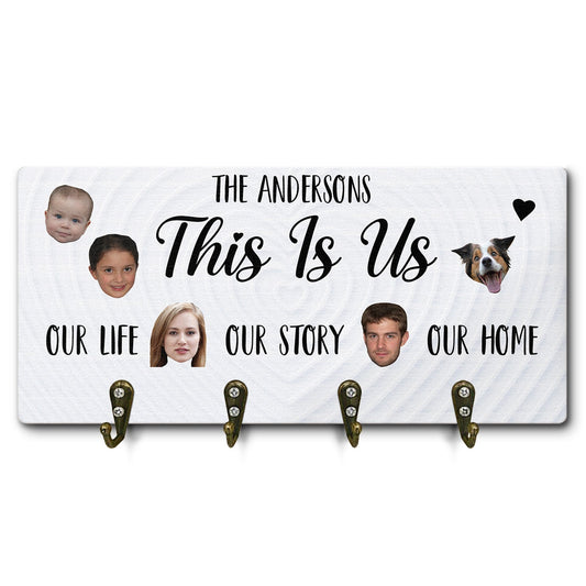 Custom Photo This Is Us - Gift For Couples And Parents - Personalized Custom Wood Key Holder