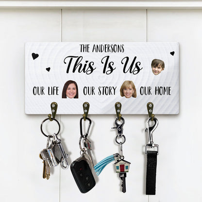 Custom Photo This Is Us - Gift For Couples And Parents - Personalized Custom Wood Key Holder