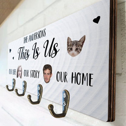 Custom Photo This Is Us - Gift For Couples And Parents - Personalized Custom Wood Key Holder