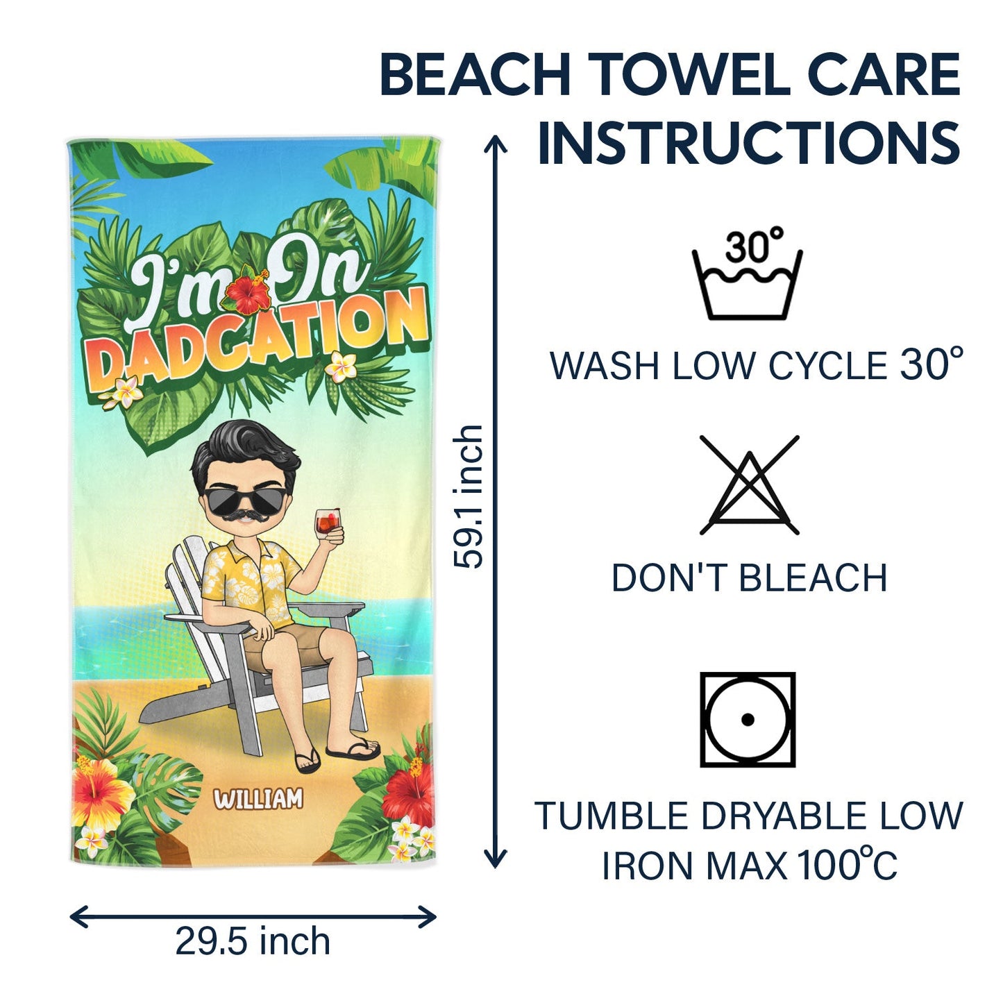 Traveling On Dadcation - Gift For Father - Personalized Custom Beach Towel