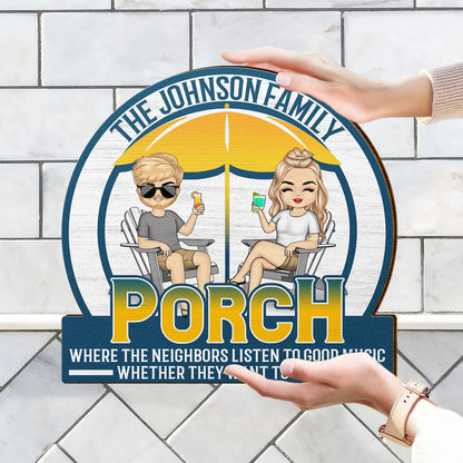 Couple Cool Drink Good Friends Great Time - Outdoor Decoration For Patio, Pool, Deck, Porch, Bar - Personalized Custom Shaped Wood Sign