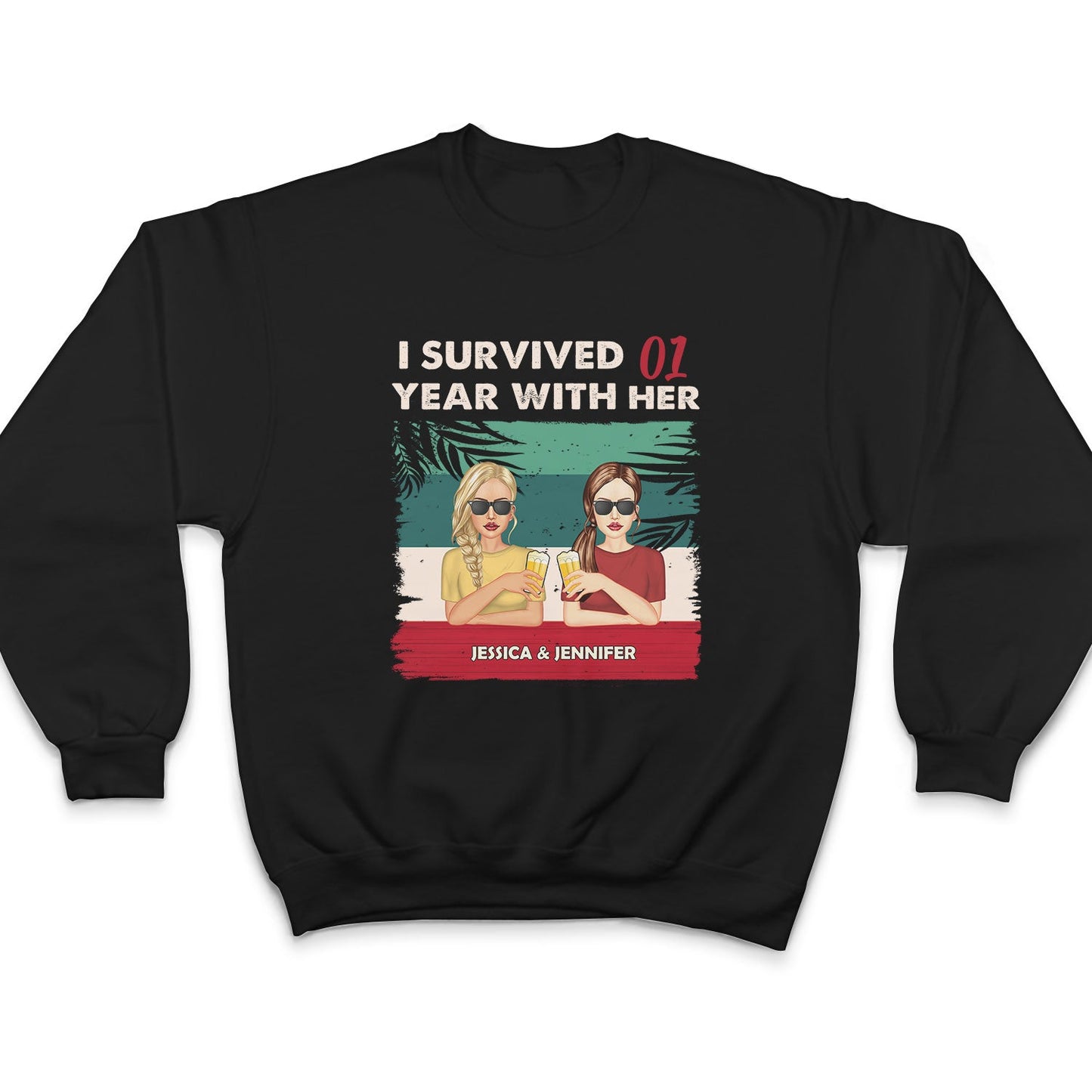 I Survived With Him Her - Gift For Couples - Personalized Custom T Shirt