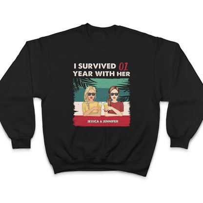 I Survived With Him Her - Gift For Couples - Personalized Custom T Shirt