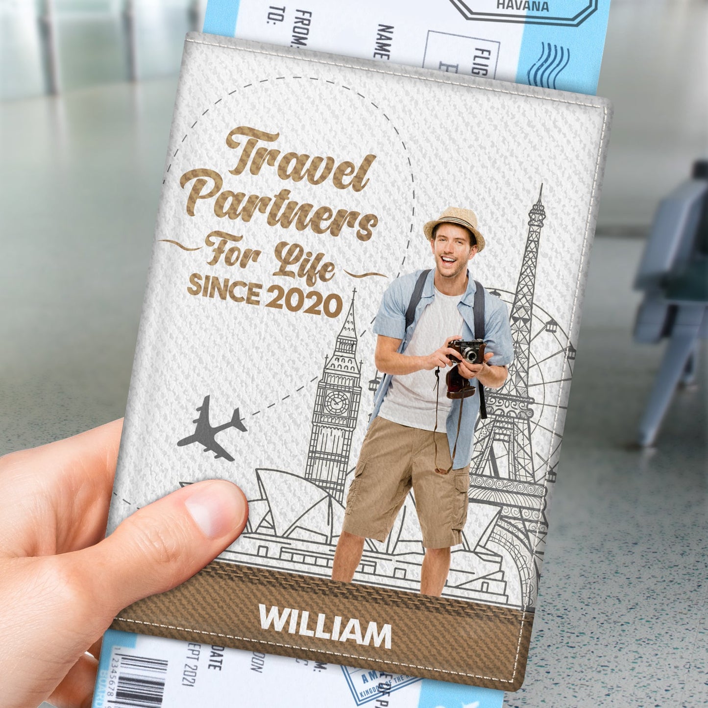 Custom Photo Traveling Couple Travel Partners For Life - Gift For Couples, Traveling Gift - Personalized Passport Cover, Passport Holder