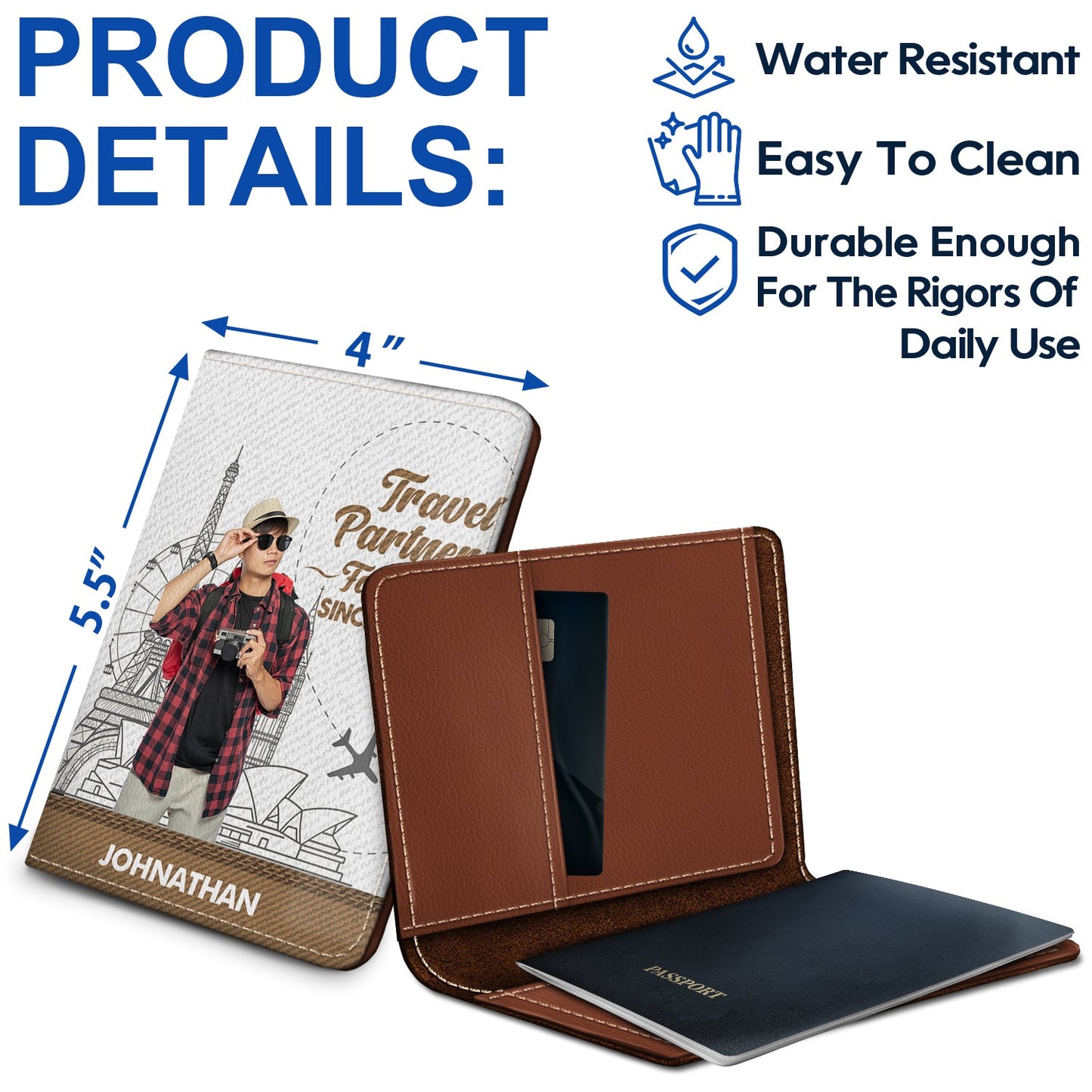 Custom Photo Traveling Couple Travel Partners For Life - Gift For Couples, Traveling Gift - Personalized Passport Cover, Passport Holder