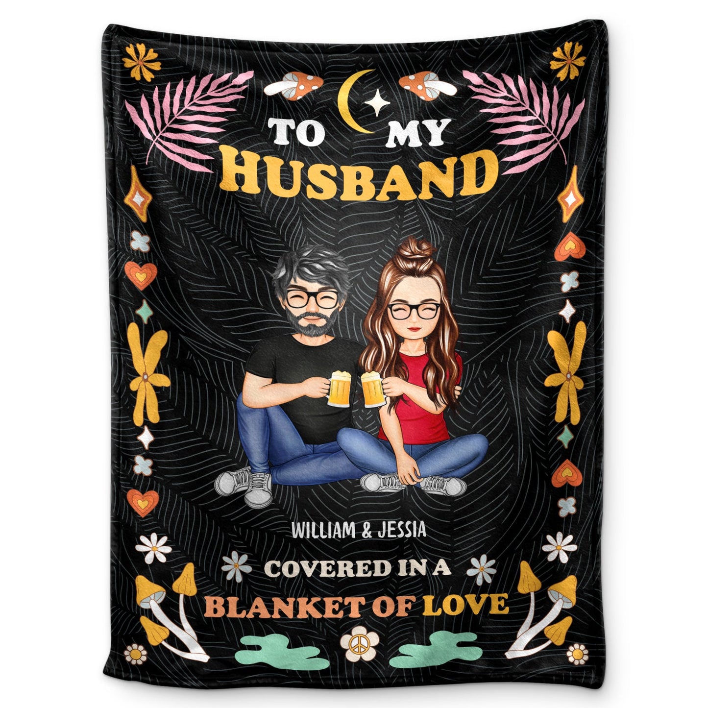 Couple Covered In A Blanket Of Love - Gift For Couples - Personalized Fleece Blanket