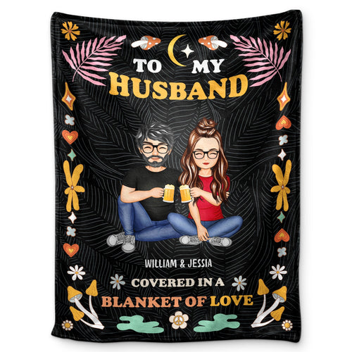 Couple Covered In A Blanket Of Love - Gift For Couples - Personalized Fleece Blanket