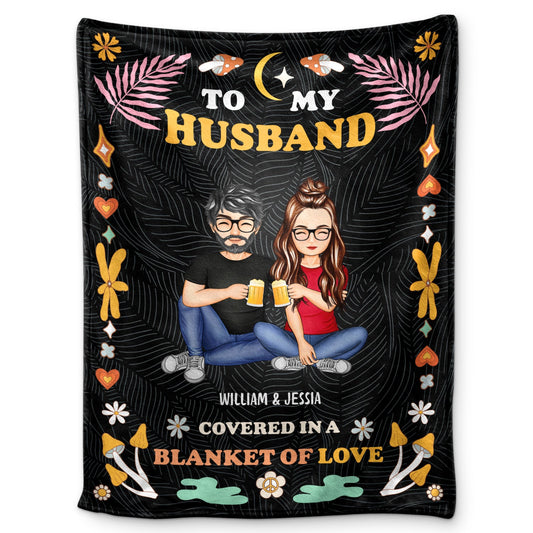 Couple Covered In A Blanket Of Love - Gift For Couples - Personalized Fleece Blanket