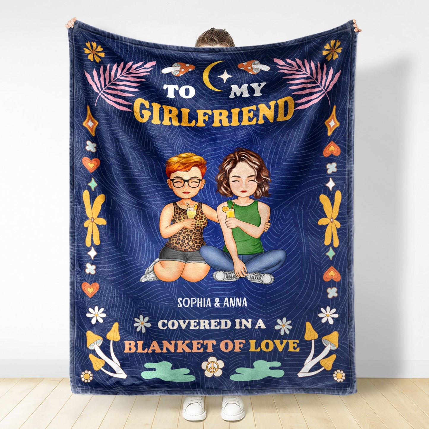 Couple Covered In A Blanket Of Love - Gift For Couples - Personalized Fleece Blanket
