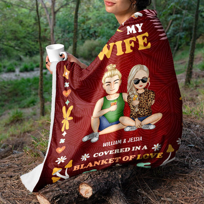 Couple Covered In A Blanket Of Love - Gift For Couples - Personalized Fleece Blanket
