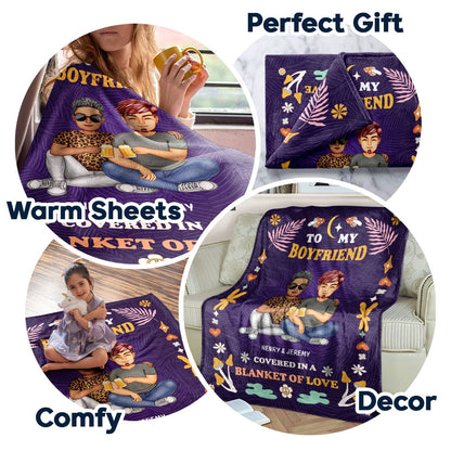 Couple Covered In A Blanket Of Love - Gift For Couples - Personalized Fleece Blanket