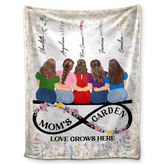 Mom's Garden - Gift For Mother & Daughter - Personalized Fleece Blanket