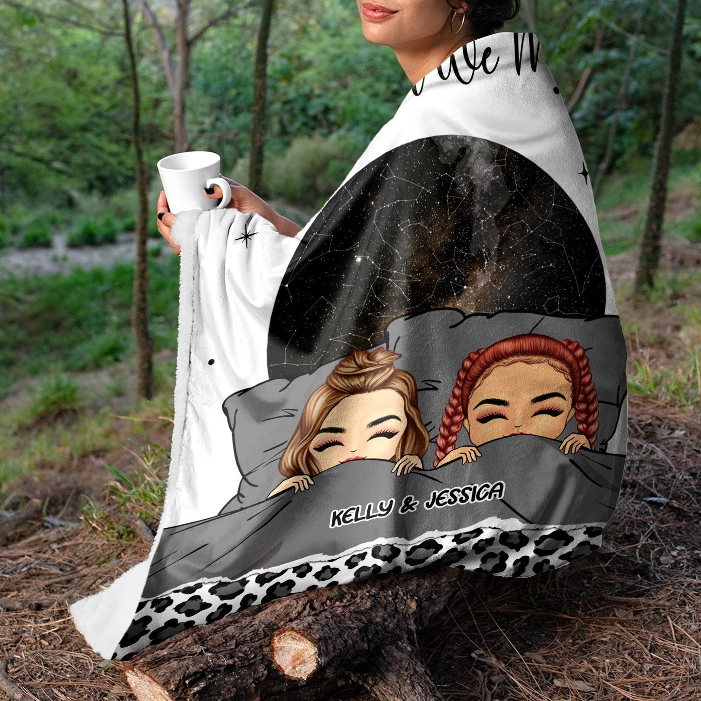 Star Map Chibi Couple The Night We Met - Gift For Couples - Personalized Fleece Blanket, Sherpa Blanket