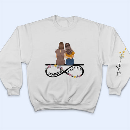 Mama's Garden - Gift For Mother - Personalized Sweatshirt With Sleeve Imprint