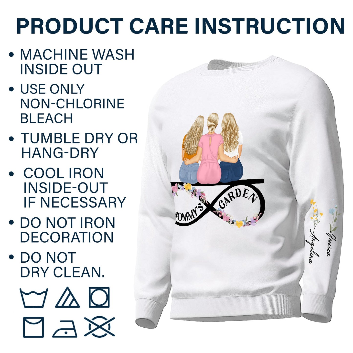 Mama's Garden - Gift For Mother - Personalized Sweatshirt With Sleeve Imprint